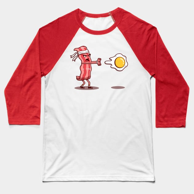 Bacon Fighter Baseball T-Shirt by Vincent Trinidad Art